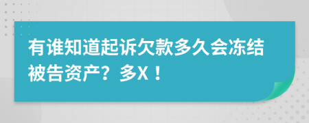 有誰知道起訴欠款多久會凍結(jié)被告資產(chǎn)？多X！