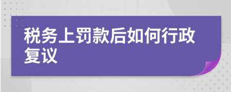 稅務(wù)上罰款后如何行政復(fù)議