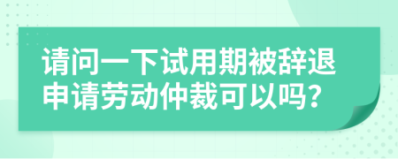 請問一下試用期被辭退申請勞動仲裁可以嗎？