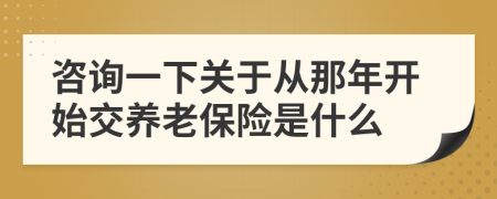 咨詢一下關(guān)于從那年開始交養(yǎng)老保險(xiǎn)是什么