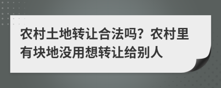 農(nóng)村土地轉(zhuǎn)讓合法嗎？農(nóng)村里有塊地沒(méi)用想轉(zhuǎn)讓給別人