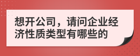 想開公司，請(qǐng)問企業(yè)經(jīng)濟(jì)性質(zhì)類型有哪些的