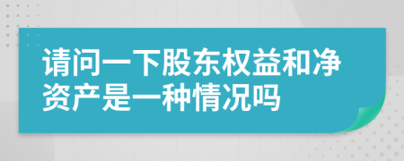 請(qǐng)問一下股東權(quán)益和凈資產(chǎn)是一種情況嗎