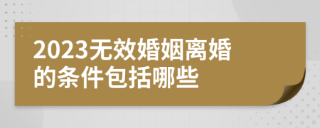 2023無效婚姻離婚的條件包括哪些