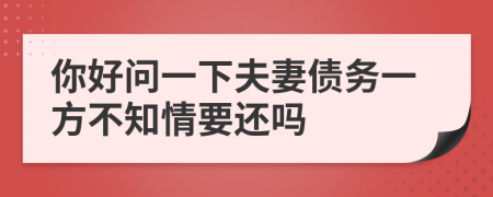 你好問(wèn)一下夫妻債務(wù)一方不知情要還嗎