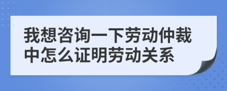 我想咨詢一下勞動仲裁中怎么證明勞動關(guān)系