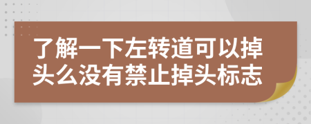 了解一下左轉(zhuǎn)道可以掉頭么沒有禁止掉頭標(biāo)志