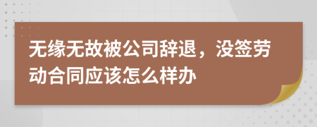 無緣無故被公司辭退，沒簽勞動合同應該怎么樣辦