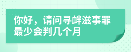 你好，請(qǐng)問尋釁滋事罪最少會(huì)判幾個(gè)月