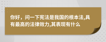 你好，問一下憲法是我國(guó)的根本法,具有最高的法律效力,其表現(xiàn)有什么