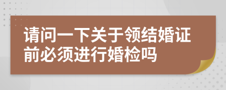 請(qǐng)問(wèn)一下關(guān)于領(lǐng)結(jié)婚證前必須進(jìn)行婚檢嗎