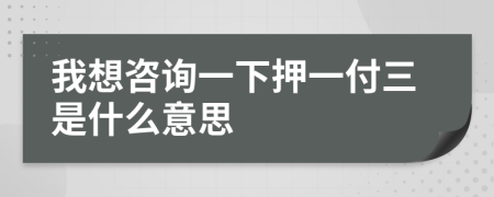 我想咨詢一下押一付三是什么意思