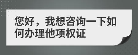 您好，我想咨詢一下如何辦理他項權(quán)證
