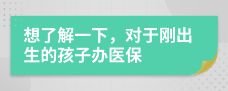 想了解一下，對于剛出生的孩子辦醫(yī)保