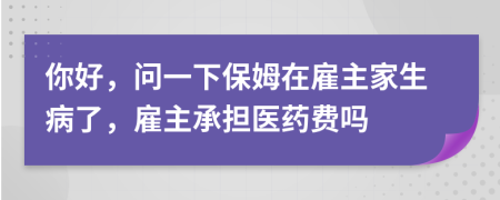 你好，問一下保姆在雇主家生病了，雇主承擔(dān)醫(yī)藥費嗎