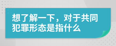 想了解一下，對(duì)于共同犯罪形態(tài)是指什么