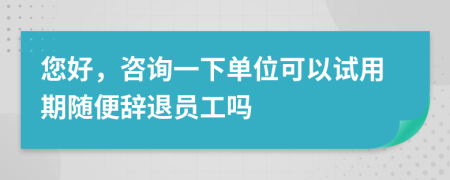 您好，咨詢一下單位可以試用期隨便辭退員工嗎