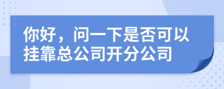 你好，問一下是否可以掛靠總公司開分公司