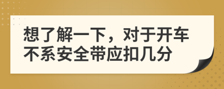 想了解一下，對(duì)于開車不系安全帶應(yīng)扣幾分
