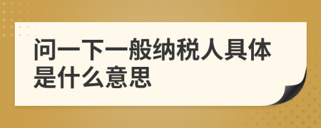 問一下一般納稅人具體是什么意思