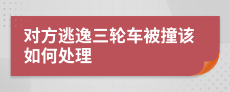 對方逃逸三輪車被撞該如何處理