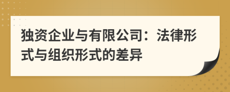 獨(dú)資企業(yè)與有限公司：法律形式與組織形式的差異