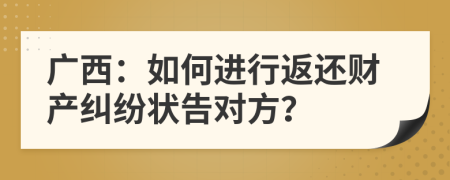 廣西：如何進行返還財產(chǎn)糾紛狀告對方？