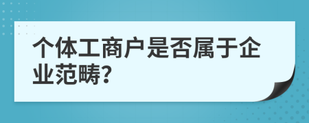 個(gè)體工商戶是否屬于企業(yè)范疇？