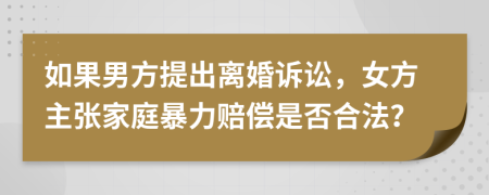 如果男方提出離婚訴訟，女方主張家庭暴力賠償是否合法？
