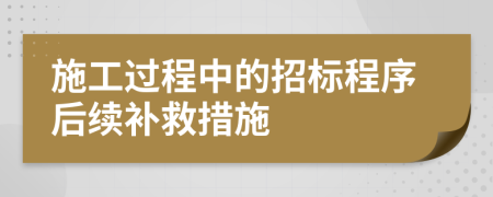施工過程中的招標(biāo)程序后續(xù)補(bǔ)救措施