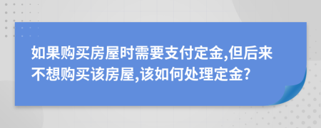 如果購買房屋時需要支付定金,但后來不想購買該房屋,該如何處理定金?