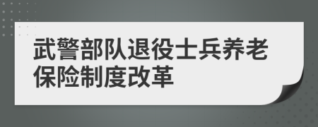 武警部隊退役士兵養(yǎng)老保險制度改革