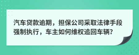 汽車貸款逾期，擔(dān)保公司采取法律手段強制執(zhí)行，車主如何維權(quán)追回車輛？