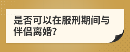 是否可以在服刑期間與伴侶離婚？