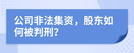 公司非法集資，股東如何被判刑？