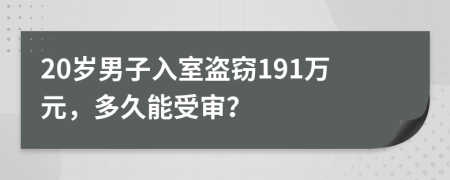 20歲男子入室盜竊191萬元，多久能受審？