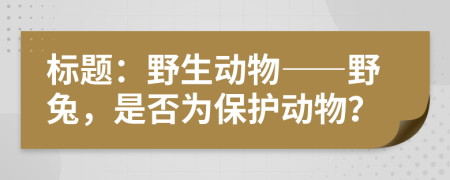 標(biāo)題：野生動(dòng)物——野兔，是否為保護(hù)動(dòng)物？