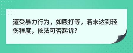 遭受暴力行為，如毆打等，若未達(dá)到輕傷程度，依法可否起訴？