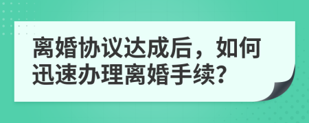 離婚協(xié)議達(dá)成后，如何迅速辦理離婚手續(xù)？