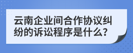 云南企業(yè)間合作協(xié)議糾紛的訴訟程序是什么？