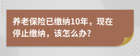 養(yǎng)老保險已繳納10年，現(xiàn)在停止繳納，該怎么辦？