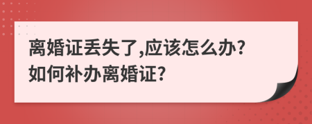 離婚證丟失了,應該怎么辦?如何補辦離婚證?