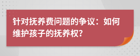 針對(duì)撫養(yǎng)費(fèi)問(wèn)題的爭(zhēng)議：如何維護(hù)孩子的撫養(yǎng)權(quán)？