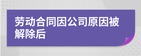 勞動(dòng)合同因公司原因被解除后