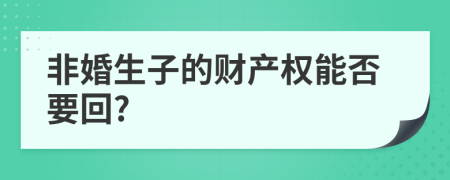 非婚生子的財產(chǎn)權(quán)能否要回?