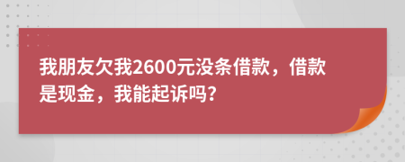 我朋友欠我2600元沒(méi)條借款，借款是現(xiàn)金，我能起訴嗎？