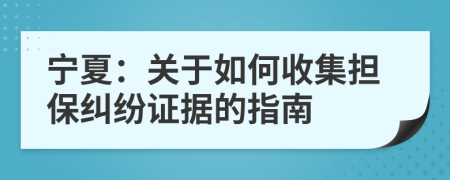 寧夏：關于如何收集擔保糾紛證據(jù)的指南