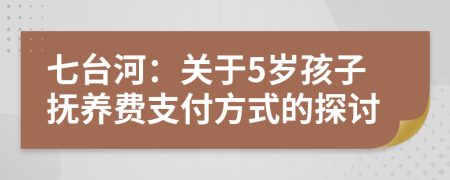 七臺河：關(guān)于5歲孩子撫養(yǎng)費支付方式的探討