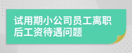 試用期小公司員工離職后工資待遇問題