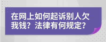 在網(wǎng)上如何起訴別人欠我錢？法律有何規(guī)定？
